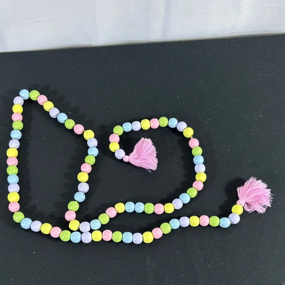6 Strands Colorful Beaded Holiday Garland with Tassels